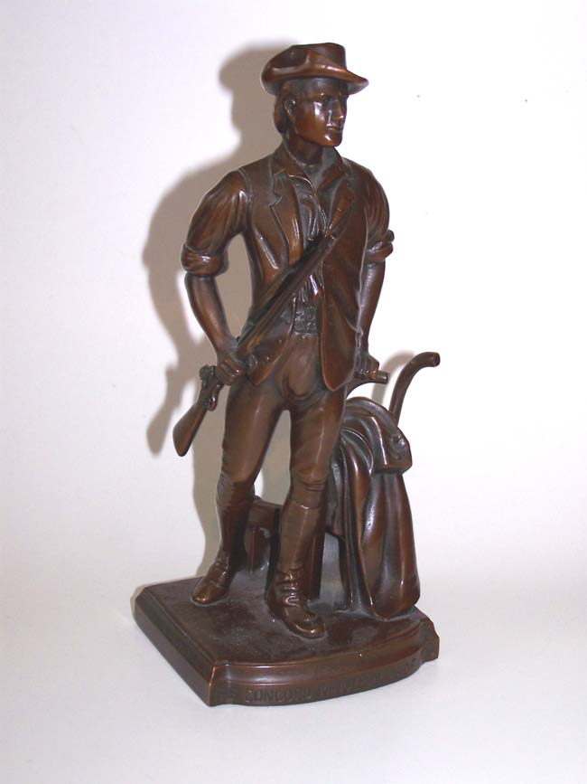 A Fine and Rare Pair of Antique Bookends circa 1930 depicting "The Minutemen of Concord 1775 — image 7